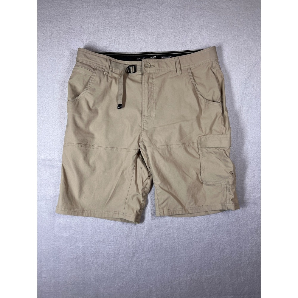 Prana Zion Cargo Shorts Mens 36 Tan Khaki Stretch Hiking Outdoor 10 Inseam